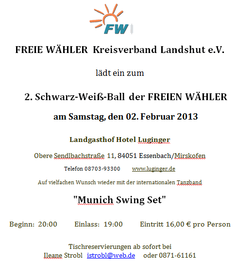 Schwarz-Weiß-Ball der FW Kreisverband Landshut