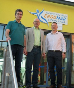 Vorstand Ludwig Baumann, 1. Bürgermeister Andreas Strauß, Betriebsleiter Michael Partsch